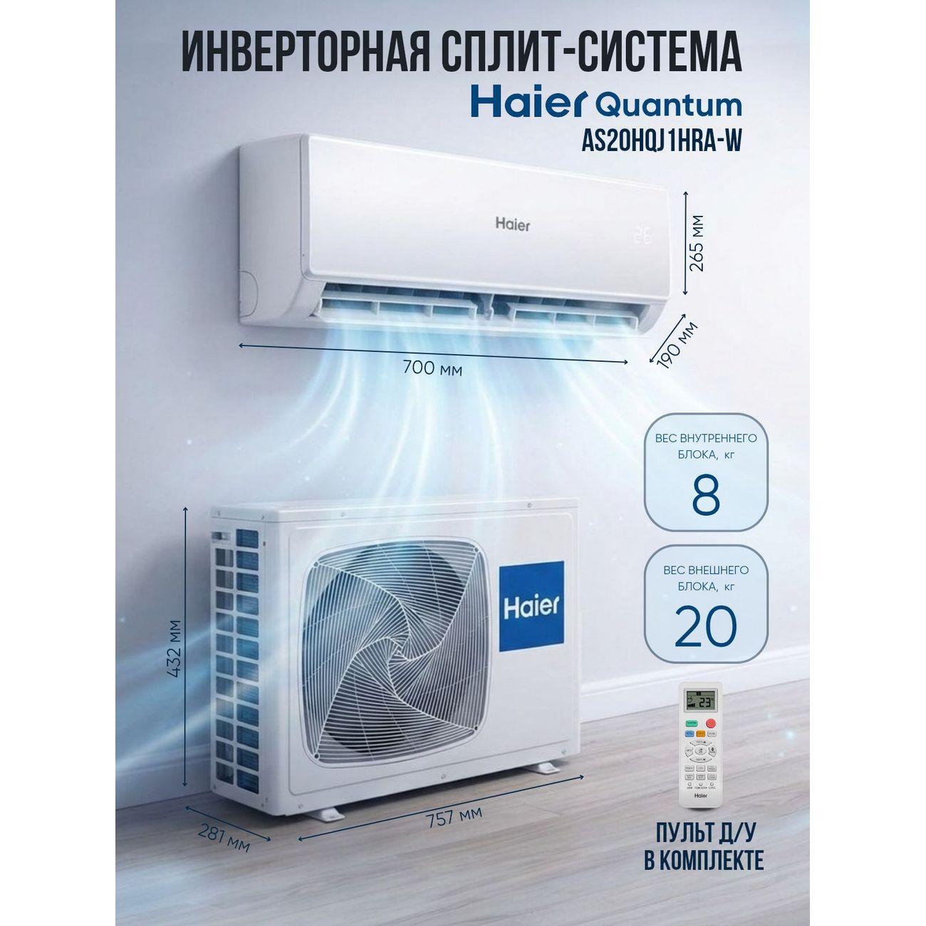 Сплит-система Haier QUANTUM DC inverter AS20HQJ1HRA-W Wi-Fi