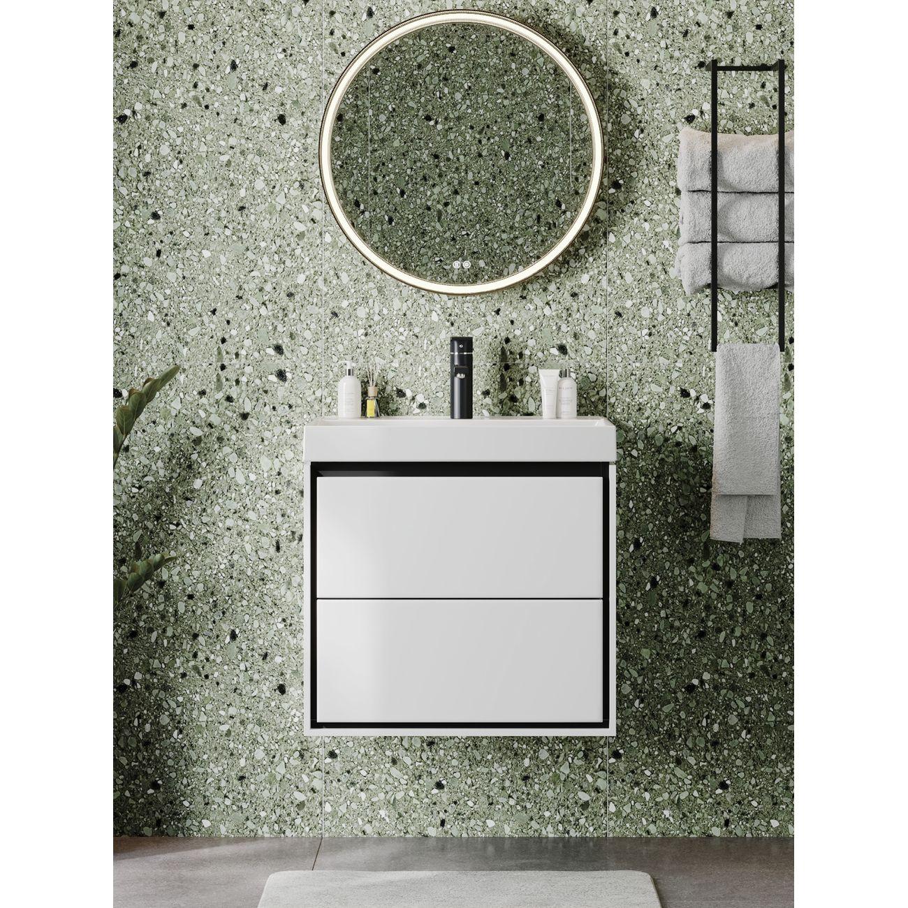 Комплект мебели для ванной KERAMA MARAZZI с ящиками Vinga Black белая с черной окан.F17449