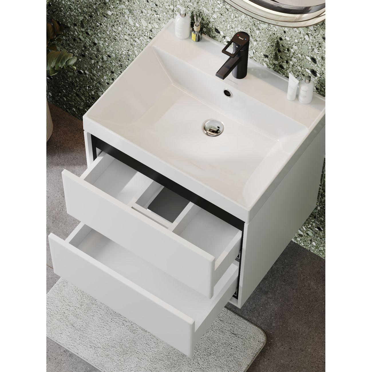 Комплект мебели для ванной KERAMA MARAZZI с ящиками Vinga Black белая с черной окан.F17449