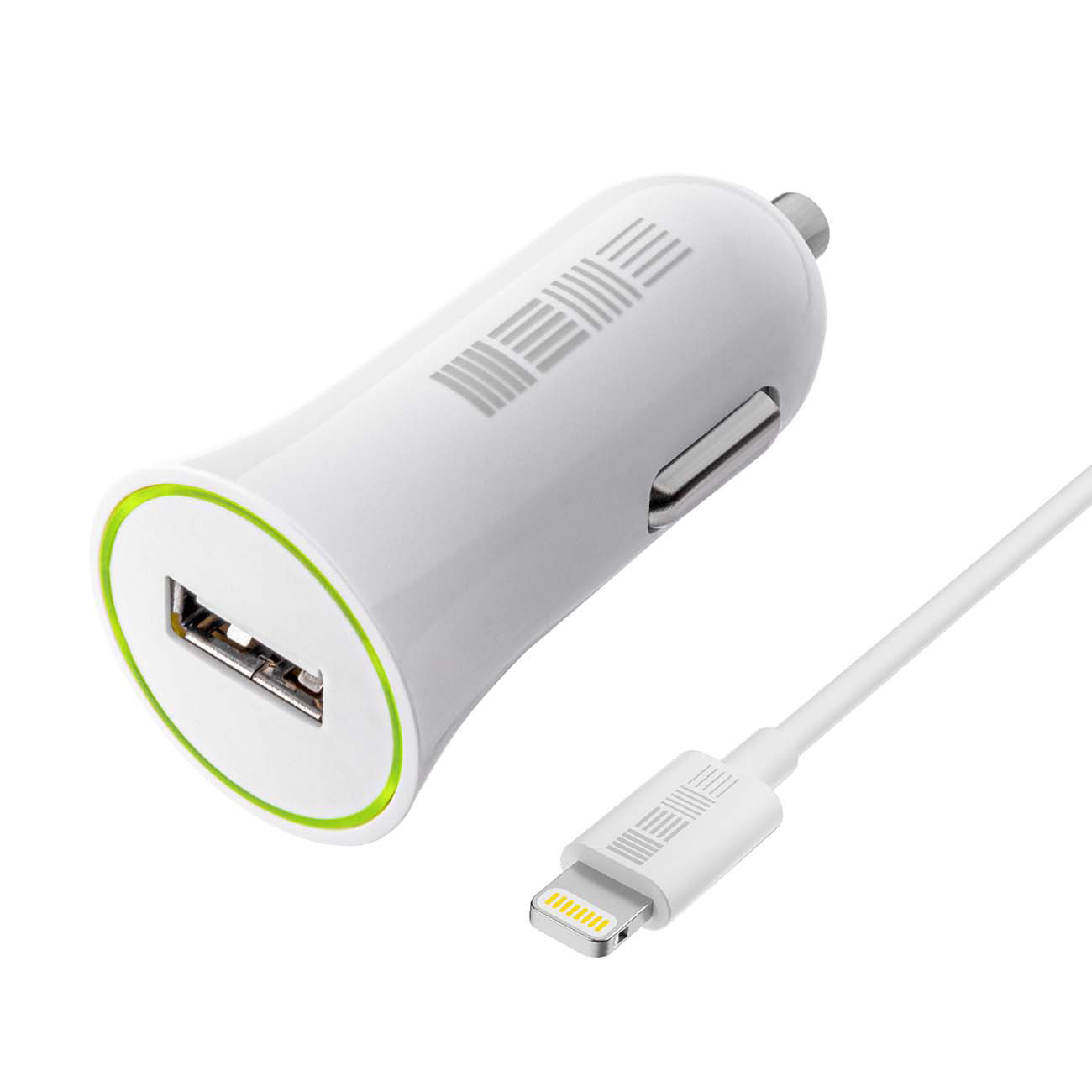 Автомобильное зарядное устройство для Apple InterStep 1 USB 1A + кабель Lightning, White