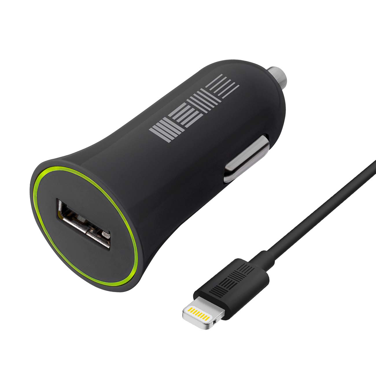 Автомобильное зарядное устройство для Apple InterStep 1 USB 1A + кабель Lightning, черный фото