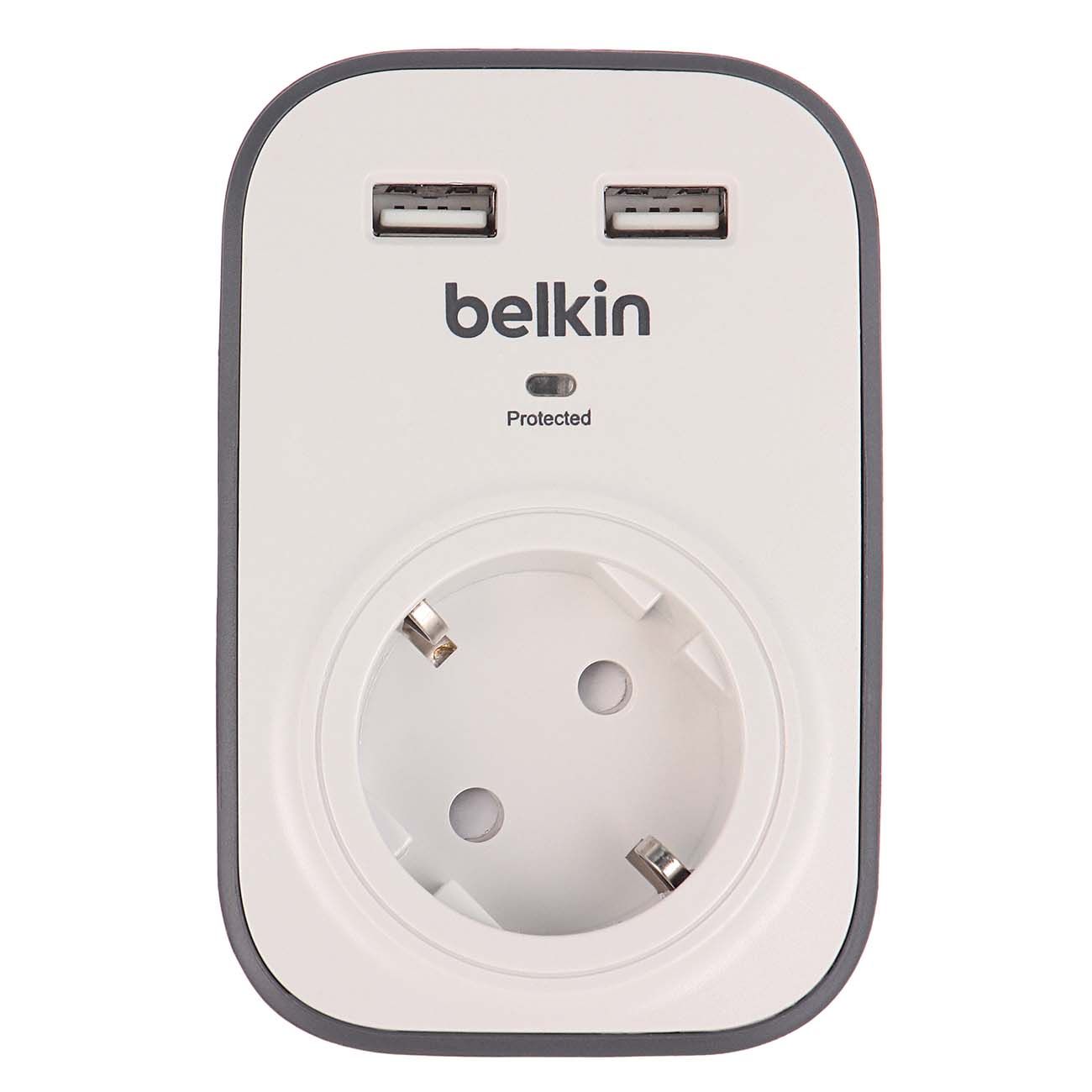 Сетевой фильтр Belkin 1 розетка/2xUSB, макс 306Дж (BSV103vf)