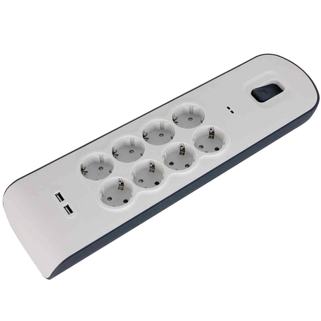 Сетевой фильтр Belkin 8 розеток/2xUSB, макс 900Дж 2м White (BSV804vf2M)