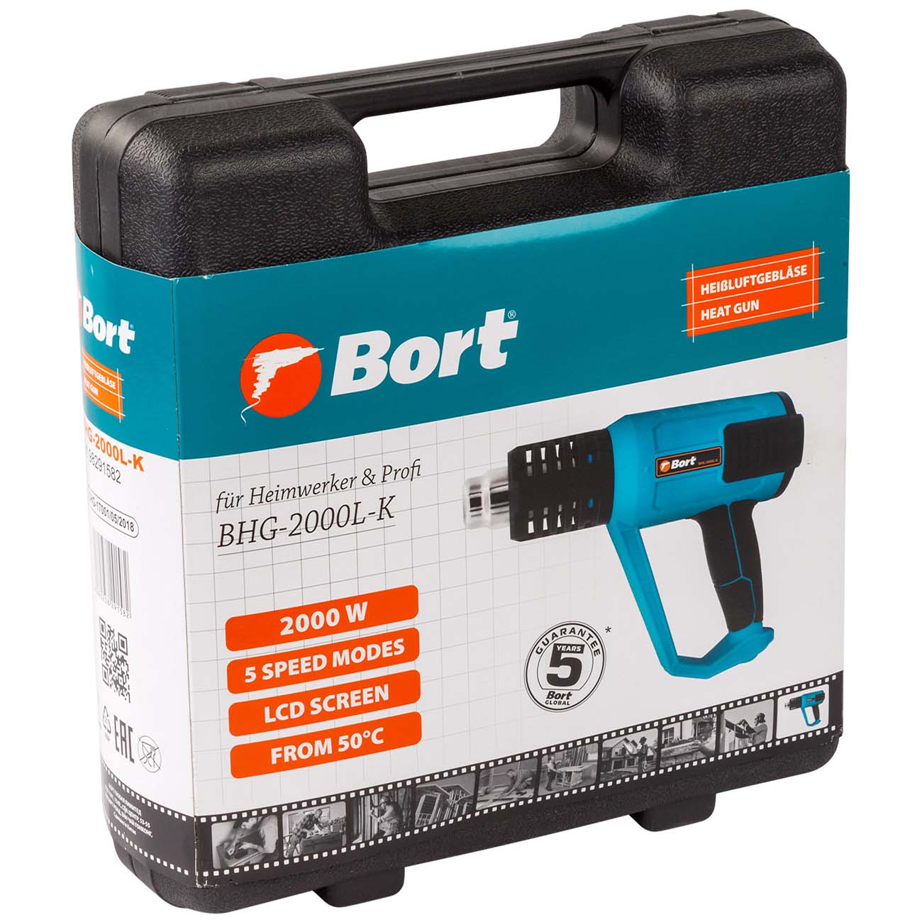 Фен cтроительный Bort BHG-2000L-K