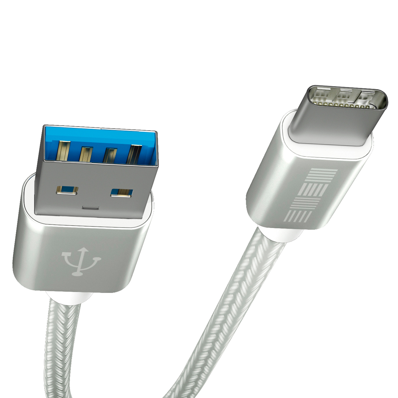 Кабель USB Type-C InterStep TypeC-USBA USB3.0 нейлон 1м M-M серебристый