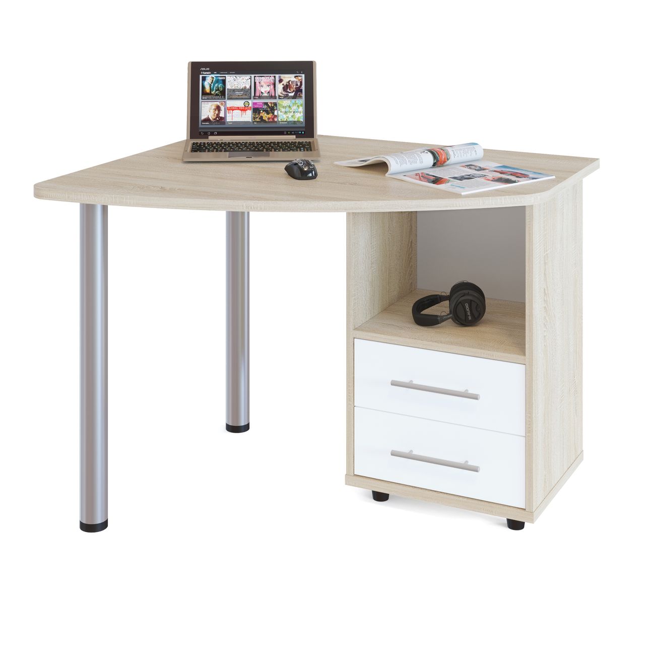 Стол компьютерный Сокол Меб.фабрика КСТ-102 Правый Дуб сонома/Белый