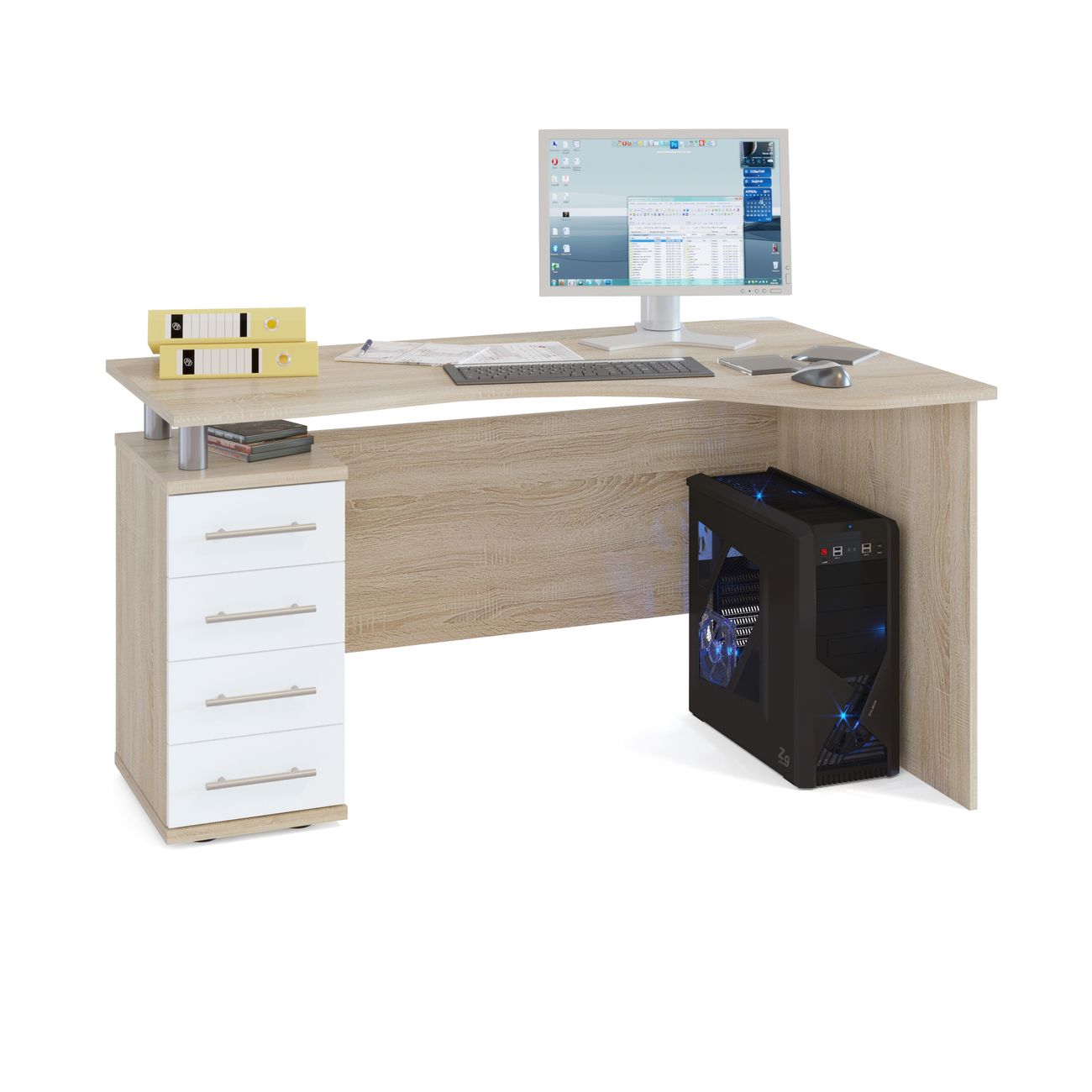 Стол компьютерный Сокол Меб.фабрика КСТ-104.1 Левый Дуб сонома/Белый