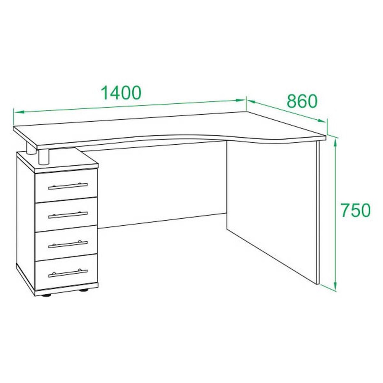 Стол компьютерный Сокол Меб.фабрика КСТ-104.1 Правый Венге/Беленый дуб