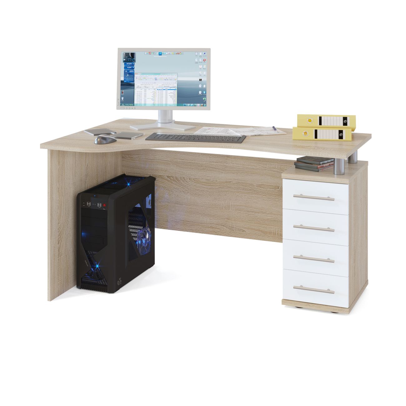 Стол компьютерный Сокол Меб.фабрика КСТ-104.1 Правый Дуб сонома/Белый