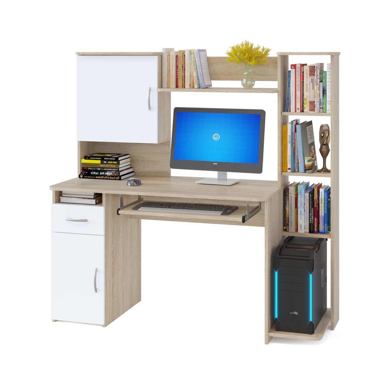 Стол компьютерный Сокол Меб.фабрика КСТ-11.1 Дуб сонома/Белый