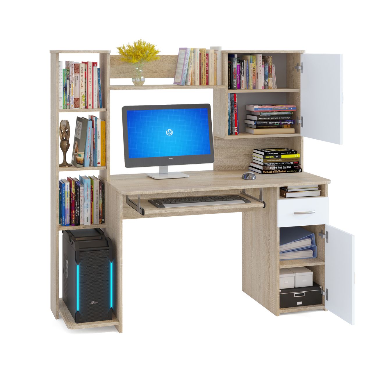 Стол компьютерный Сокол Меб.фабрика КСТ-11.1 Дуб сонома/Белый