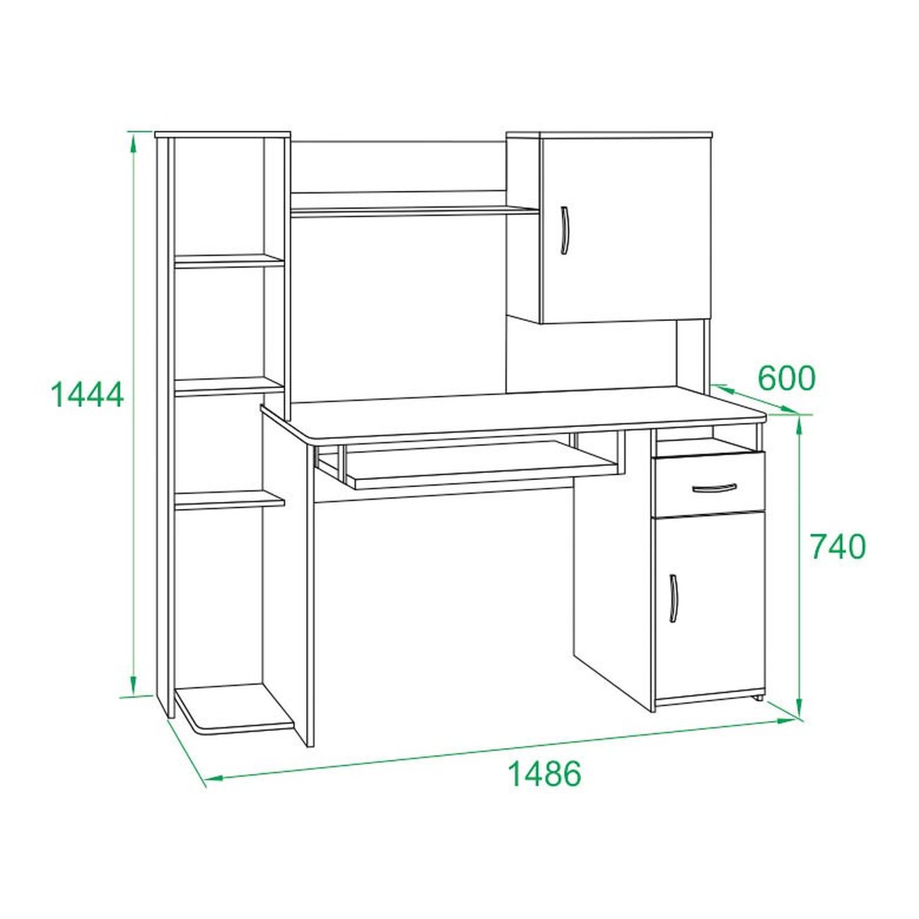 Стол компьютерный Сокол Меб.фабрика КСТ-11.1 Дуб сонома/Белый