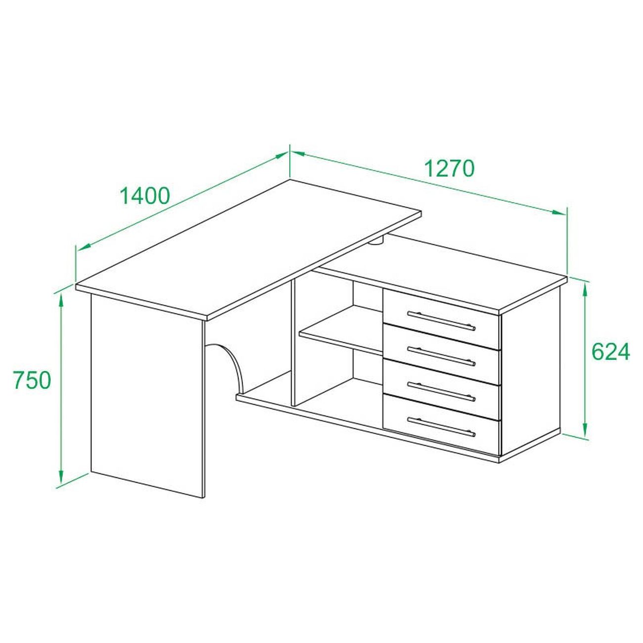 Стол компьютерный Сокол Меб.фабрика КСТ-109 Правый Дуб сонома/Белый