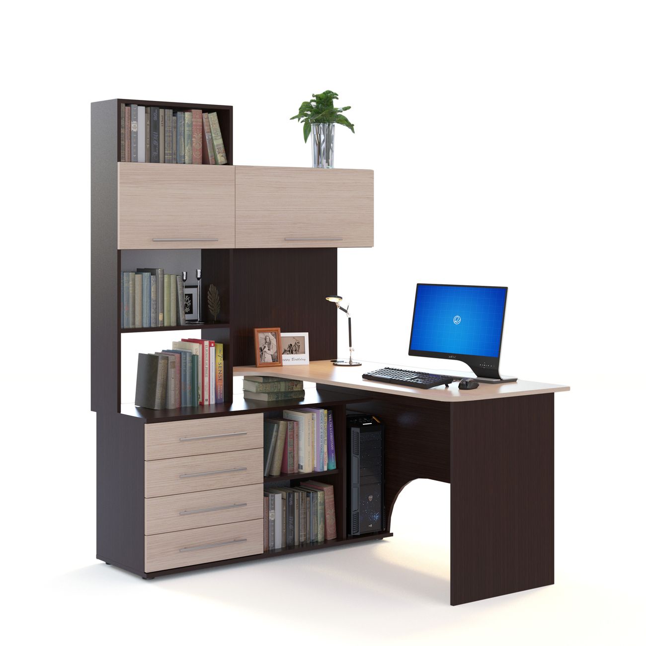 Стол компьютерный Сокол Меб.фабрика КСТ-14 Левый Венге/Беленый дуб