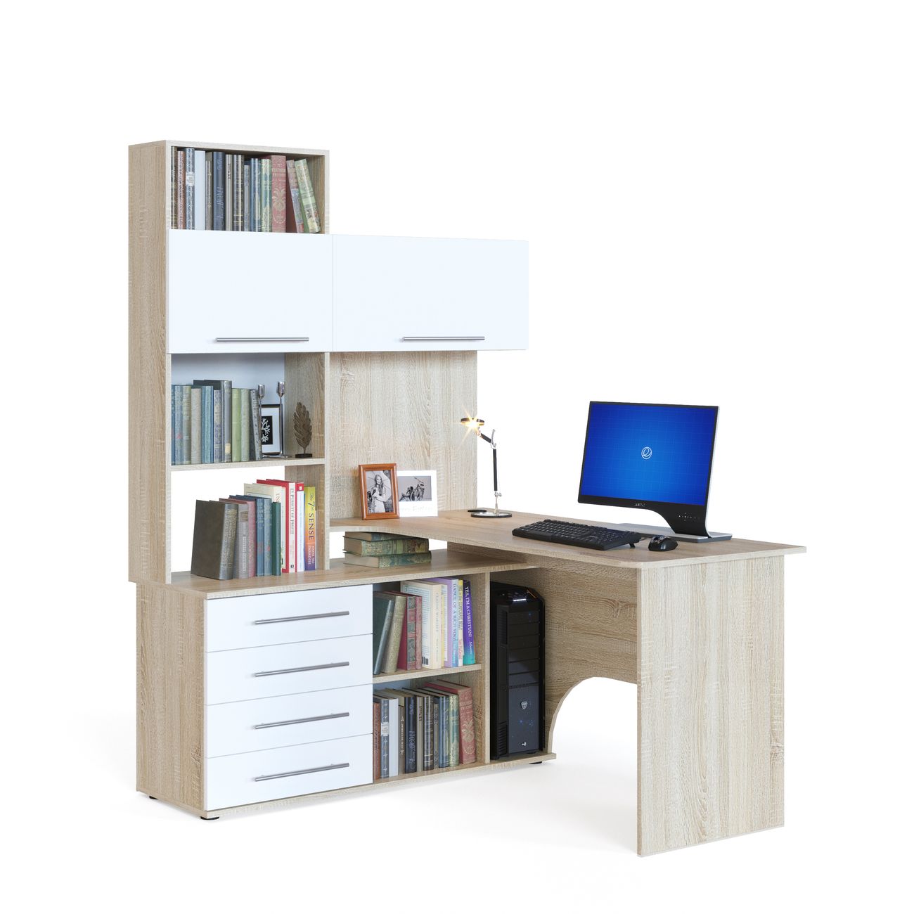 Стол компьютерный Сокол Меб.фабрика КСТ-14 Левый Дуб сонома/Белый