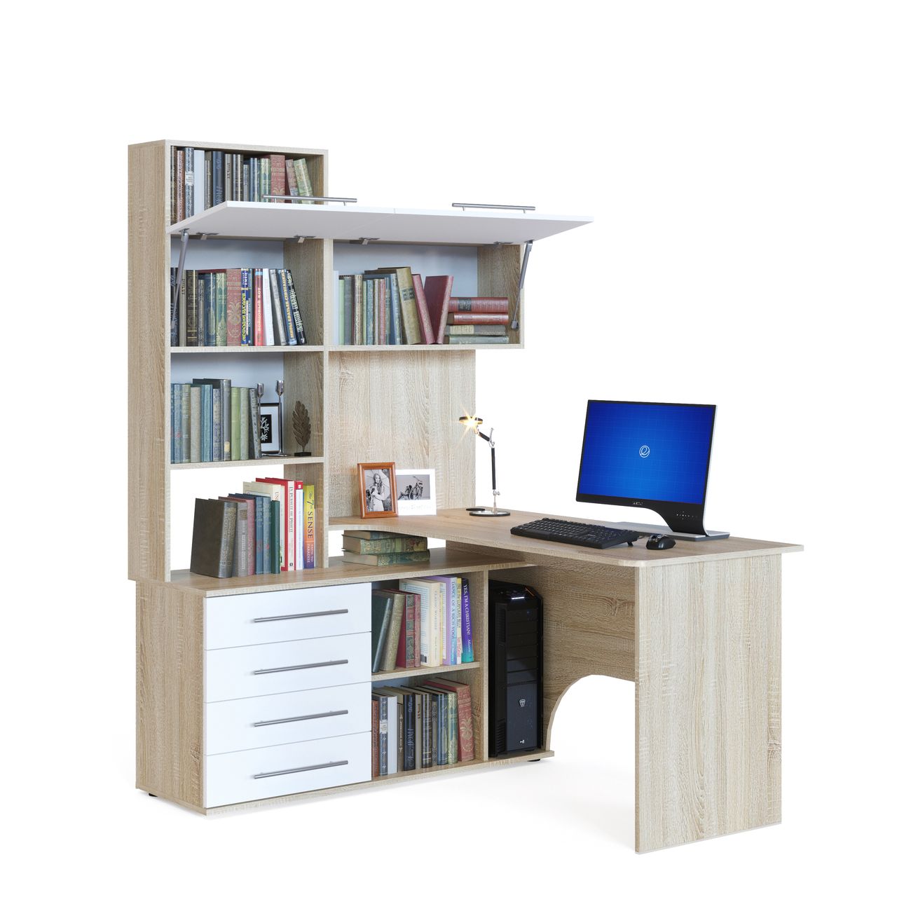 Стол компьютерный Сокол Меб.фабрика КСТ-14 Левый Дуб сонома/Белый