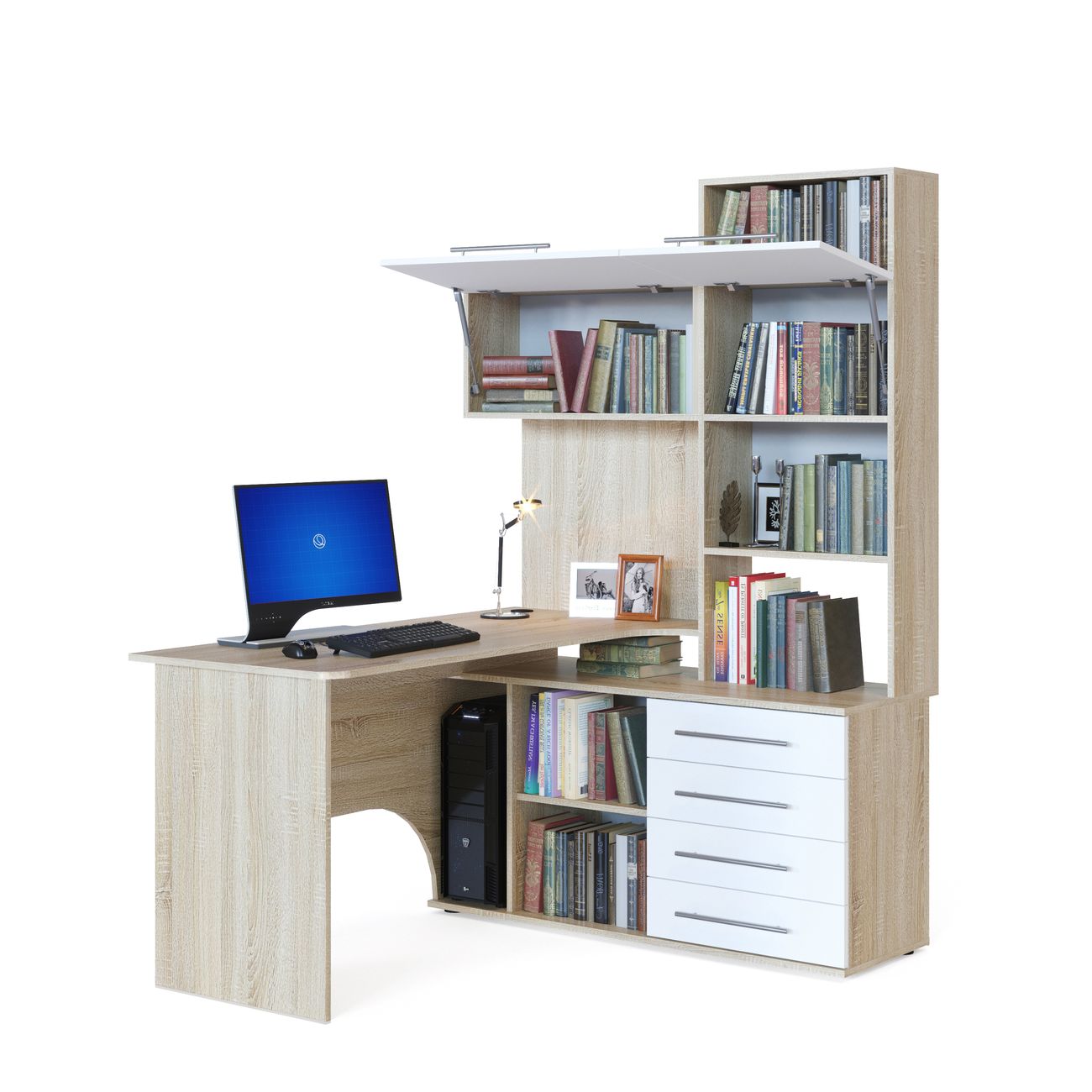 Стол компьютерный Сокол Меб.фабрика КСТ-14 Правый Дуб сонома/Белый