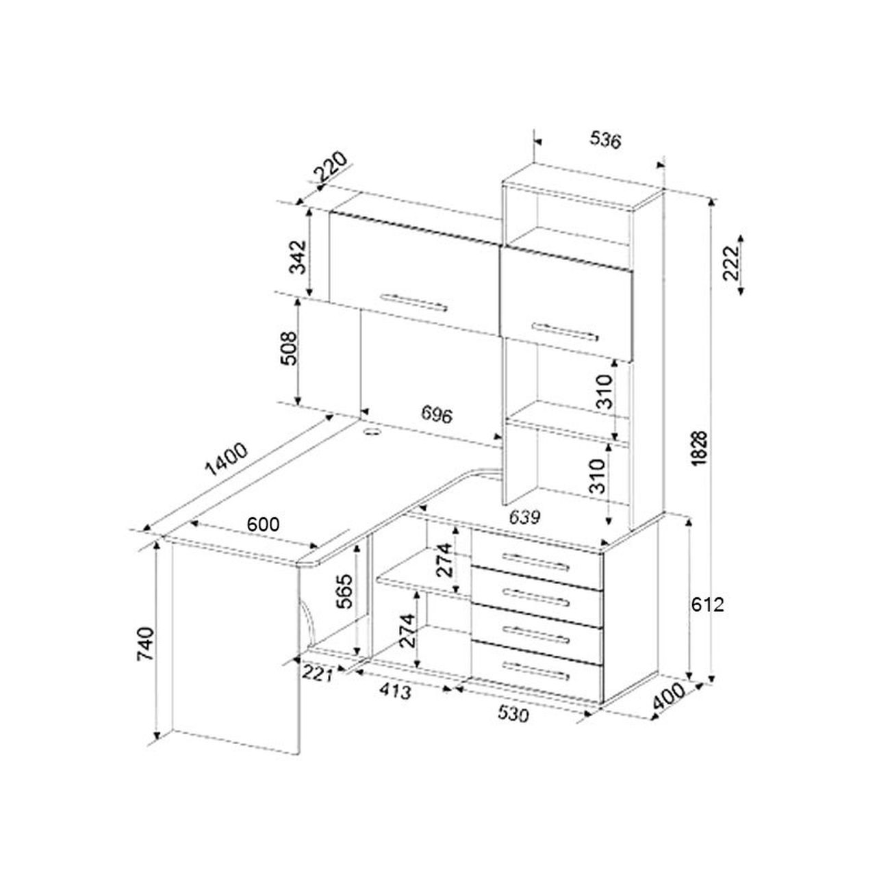 Стол компьютерный Сокол Меб.фабрика КСТ-14 Правый Дуб сонома/Белый