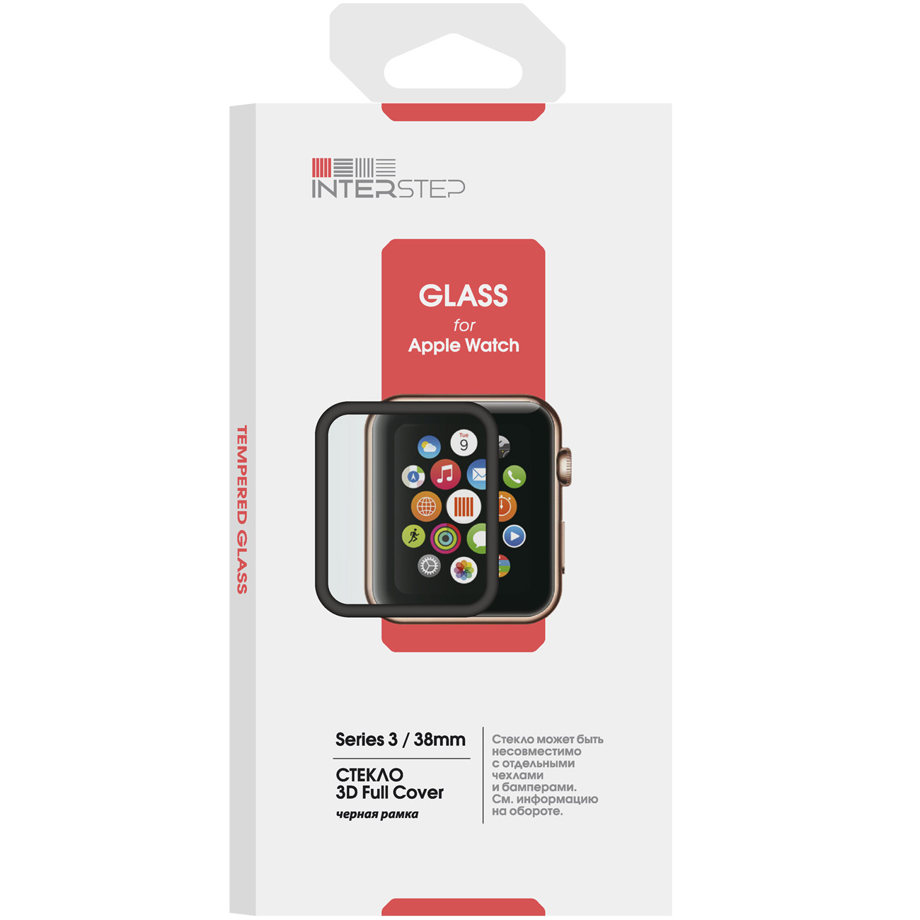 Стекло InterStep 3D Full Cover для Apple Watch 3 38mm