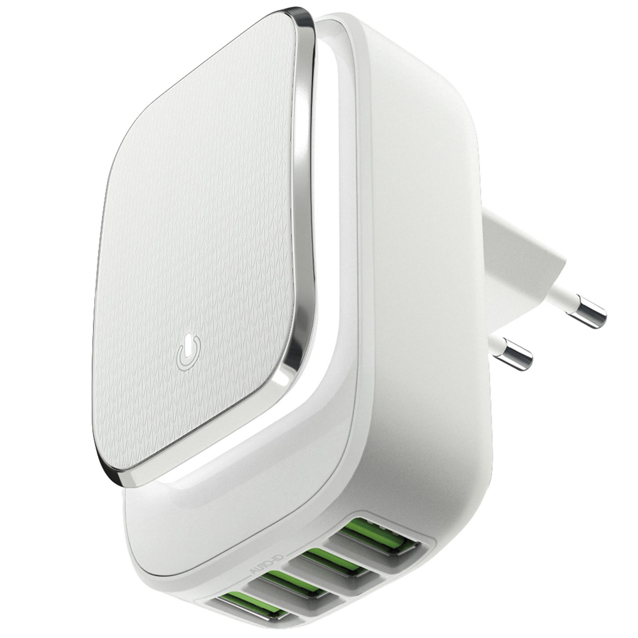 Сетевое зарядное устройство InterStep 4*USB 4,4A Smart LED White/Gray Strip