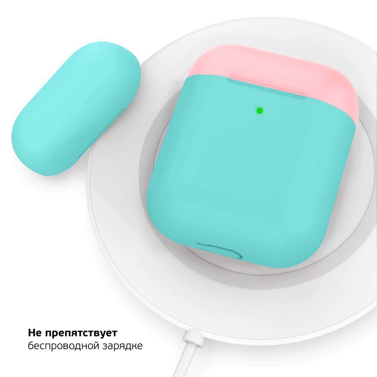 Чехол для AirPods Deppa мятный/розовый