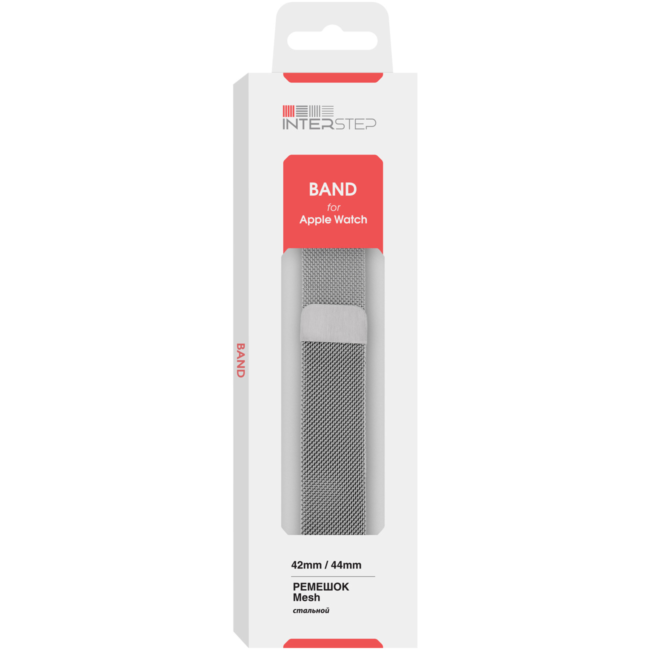 Ремешок InterStep S8 / SE 42/44/45 MESH, сталь, серебро
