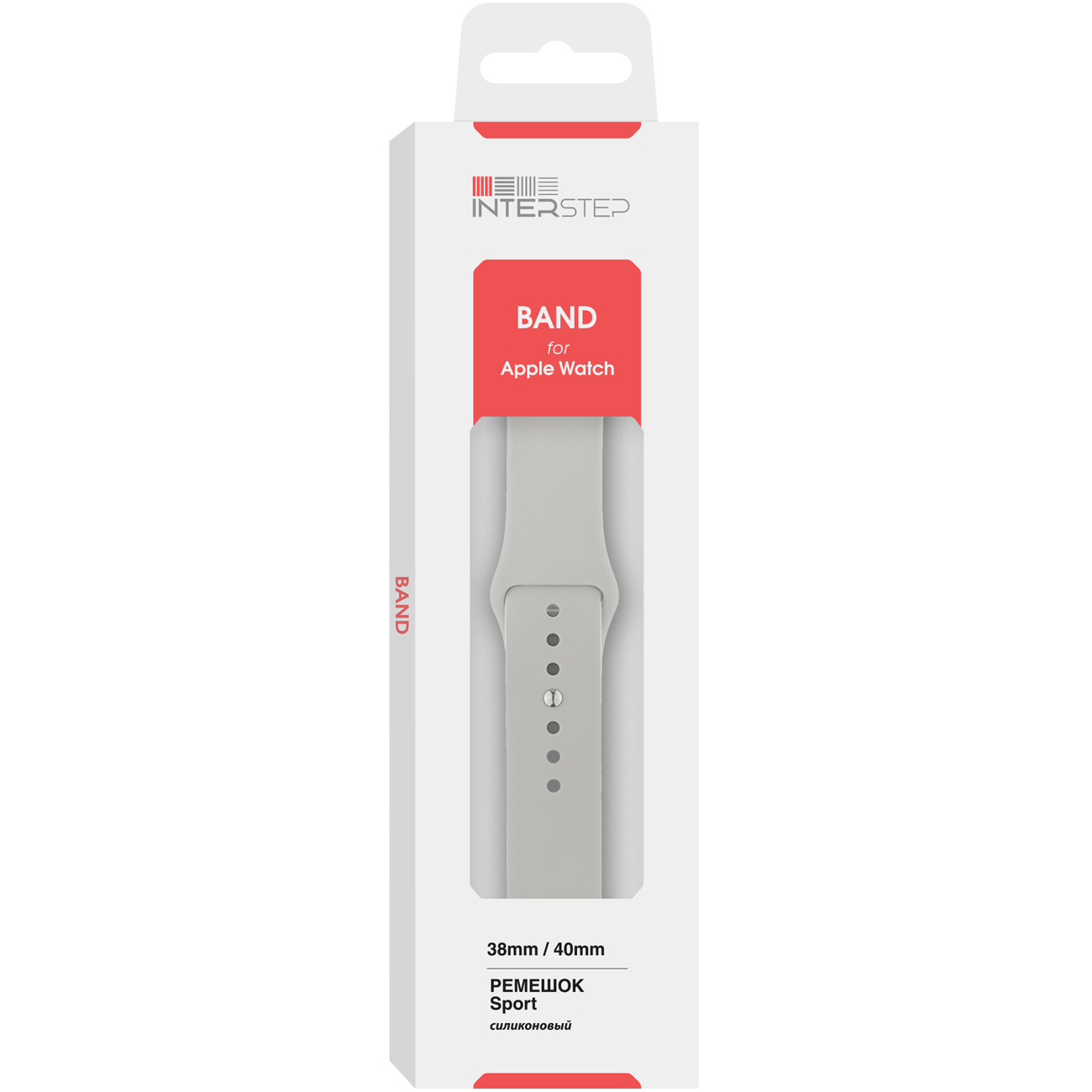 Ремешок InterStep Sport Apple Watch 38mm&40mm, силикон, Светло-серый