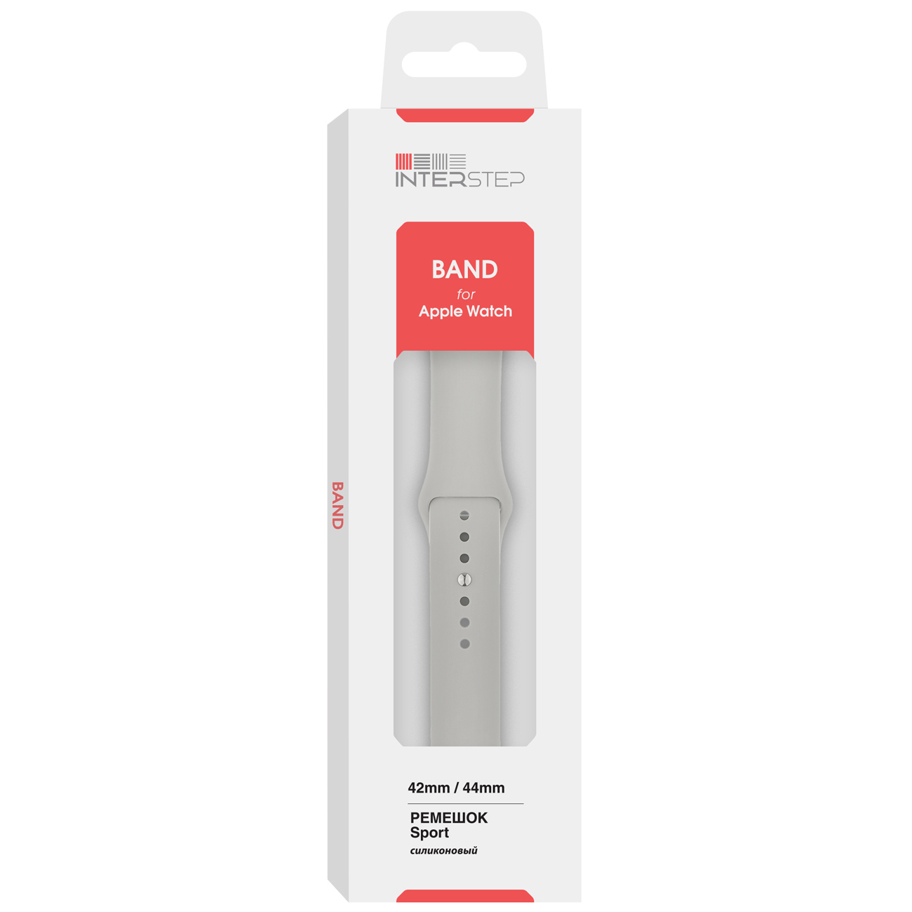 Ремешок InterStep Sport Apple Watch 42mm&44mm, силикон, Светло-серый