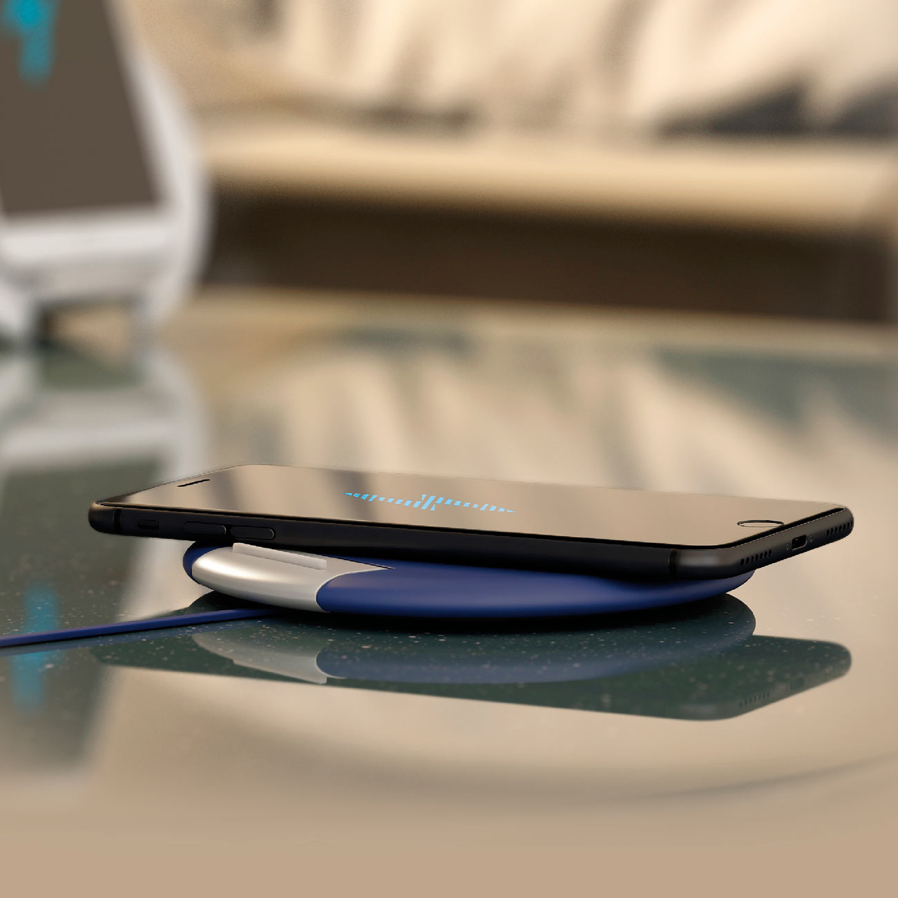 Беспроводное зарядное устройство InterStep QI + СЗУ QuickCharge 10W Dark Blue