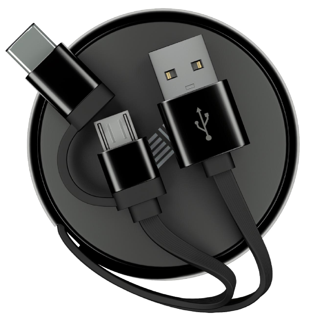 Кабель USB Type-C InterStep 0,9м + microUSB, Black/Black