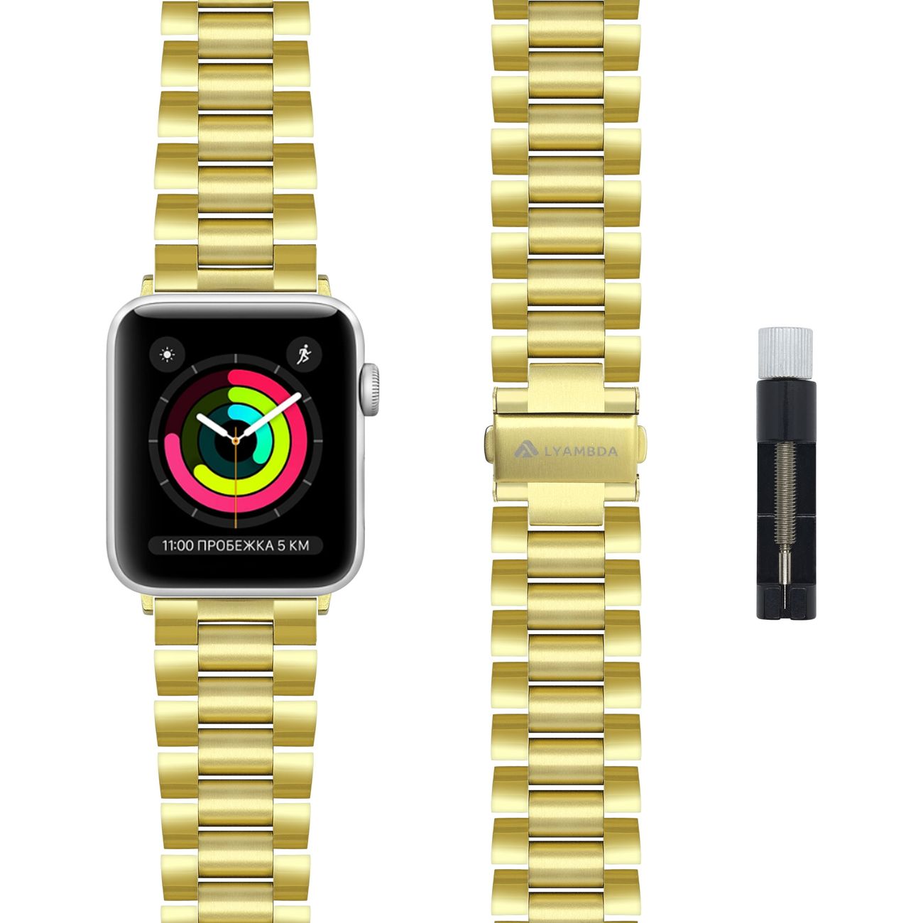 Стальной ремешок LYAMBDA KEID для Apple Watch 38/40/41 mm DS-APG-02-40-GL Gold