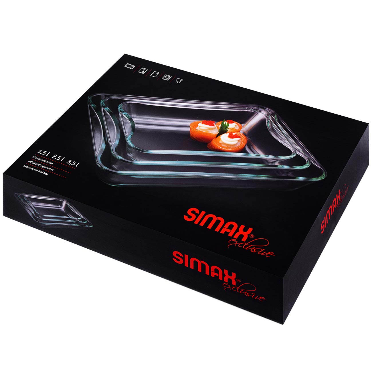 Форма для выпекания (стекло) Simax Exclusive Набор 3шт. (арт. 311)