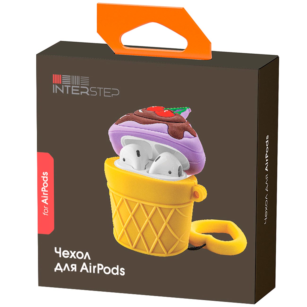 Чехол для AirPods InterStep с кольцом МОРОЖЕНОЕ