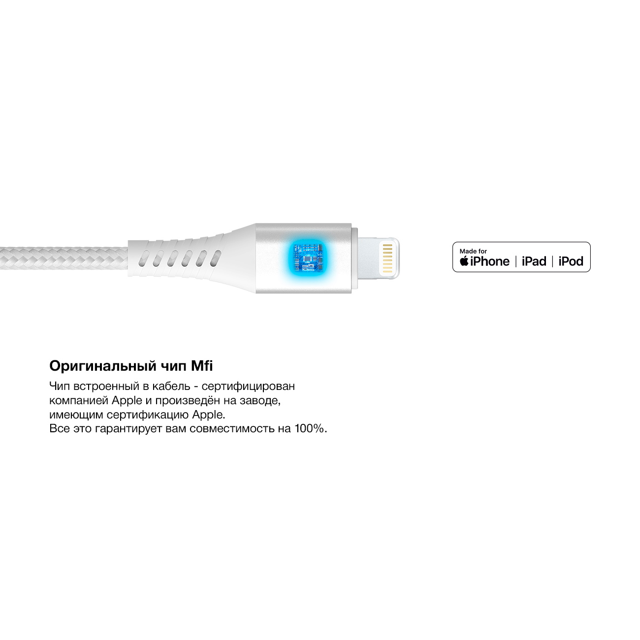 Сетевое зарядное устройство InterStep USB+TypeC(Быстр заряд 18Вт),каб 1,5м белый нейлон