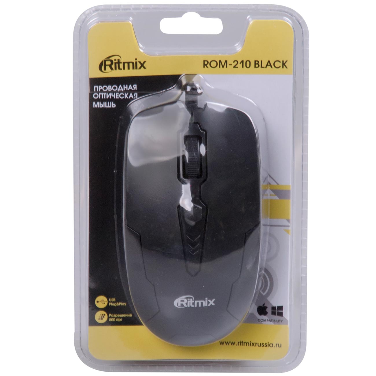 Мышь проводная Ritmix ROM-210 черный