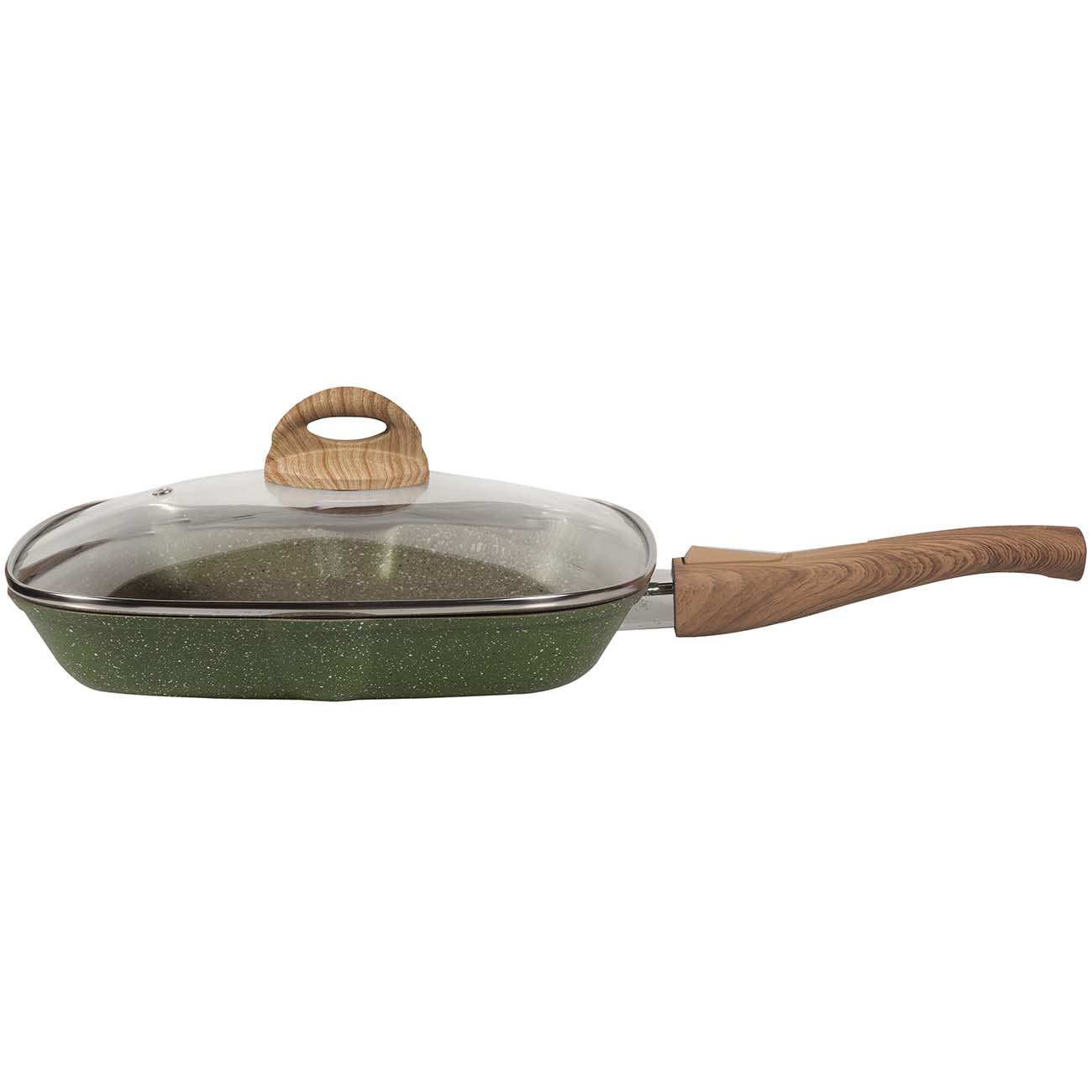 Сковорода гриль Panairo Oliverstone Max с крышкой 27x27см