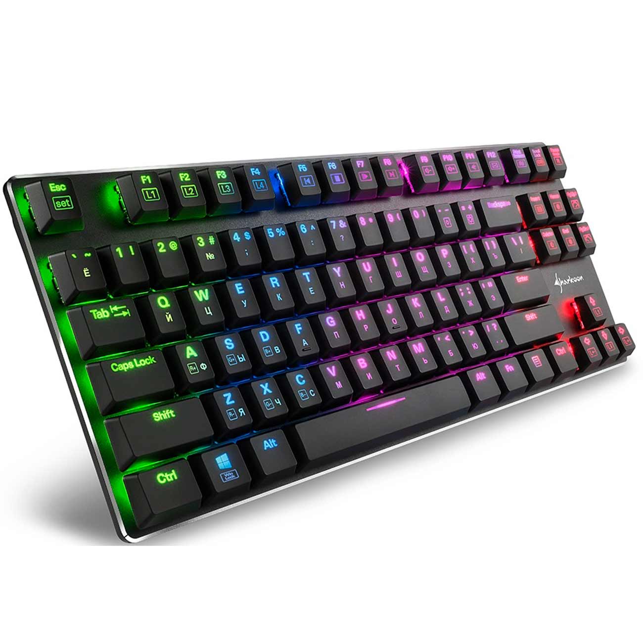 Игровая клавиатура Sharkoon PureWriter TKL RGB slim синий