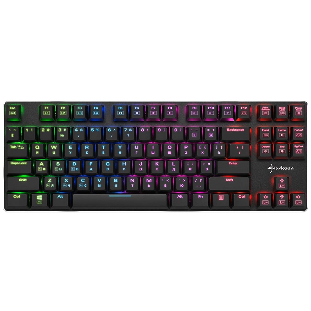 Игровая клавиатура Sharkoon PureWriter TKL RGB slim красный