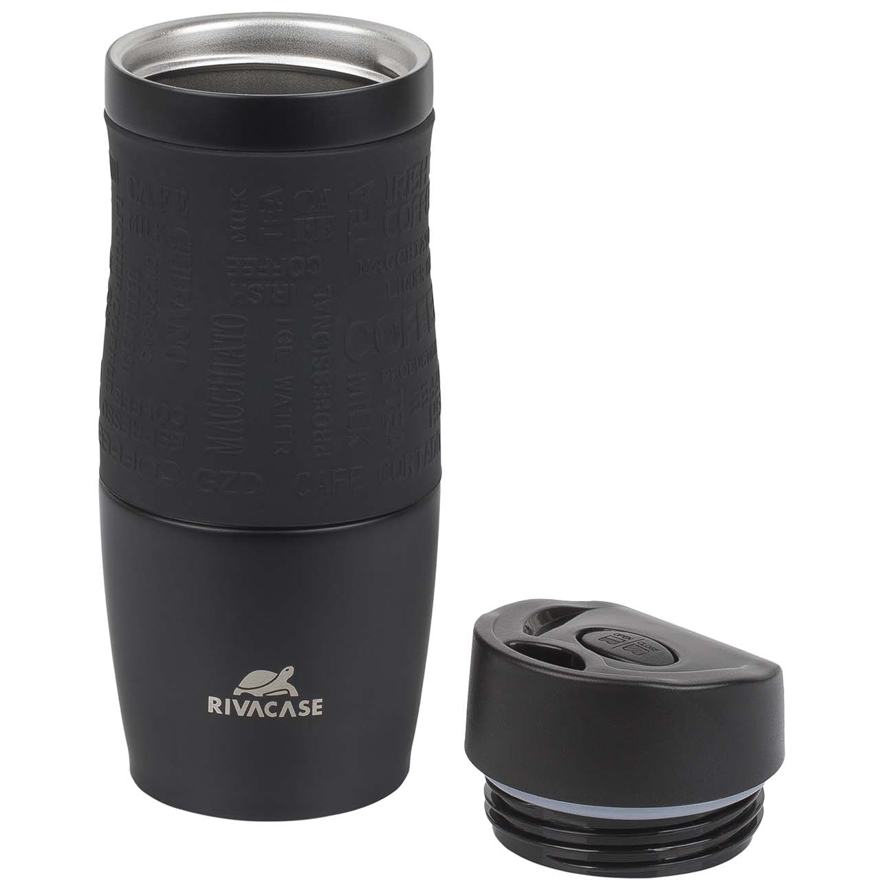 Термокружка RIVACASE 380мл черный матовый (90345BM)