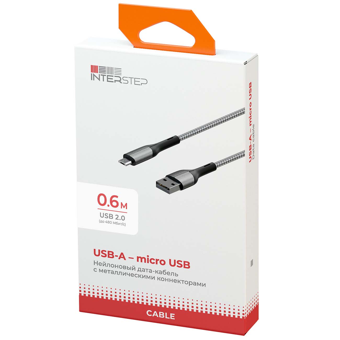Кабель для сотового телефона InterStep MicroUSB/USB2.0 0,6м, Silver