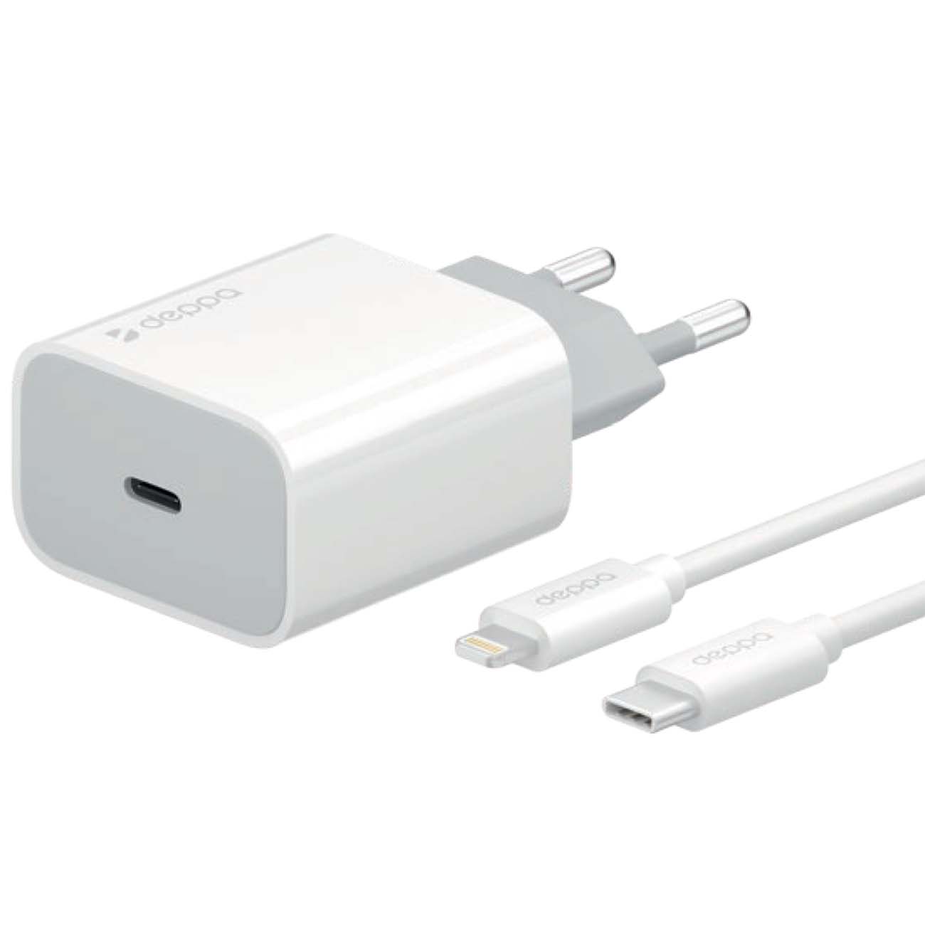 Сетевое зарядное устройство Deppa USB Type-C, PD, 18W + кабель USB-C/Lightning MFI, фото