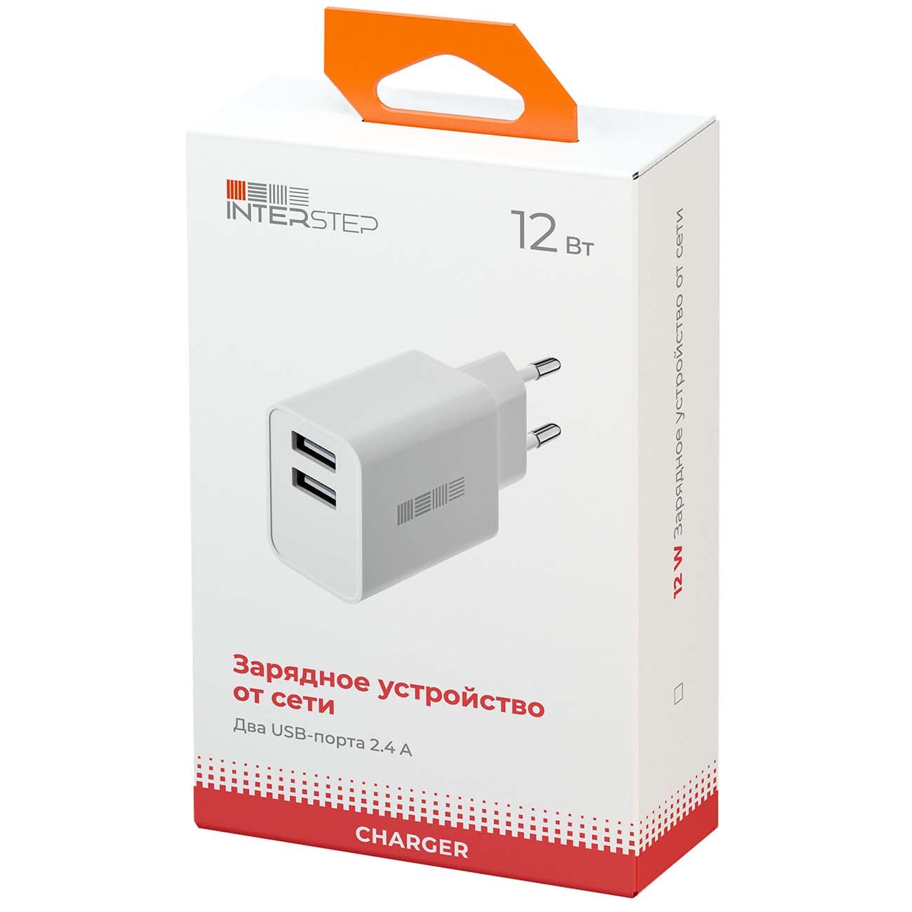 Сетевое зарядное устройство InterStep New RT:2*USB 2.4A, White