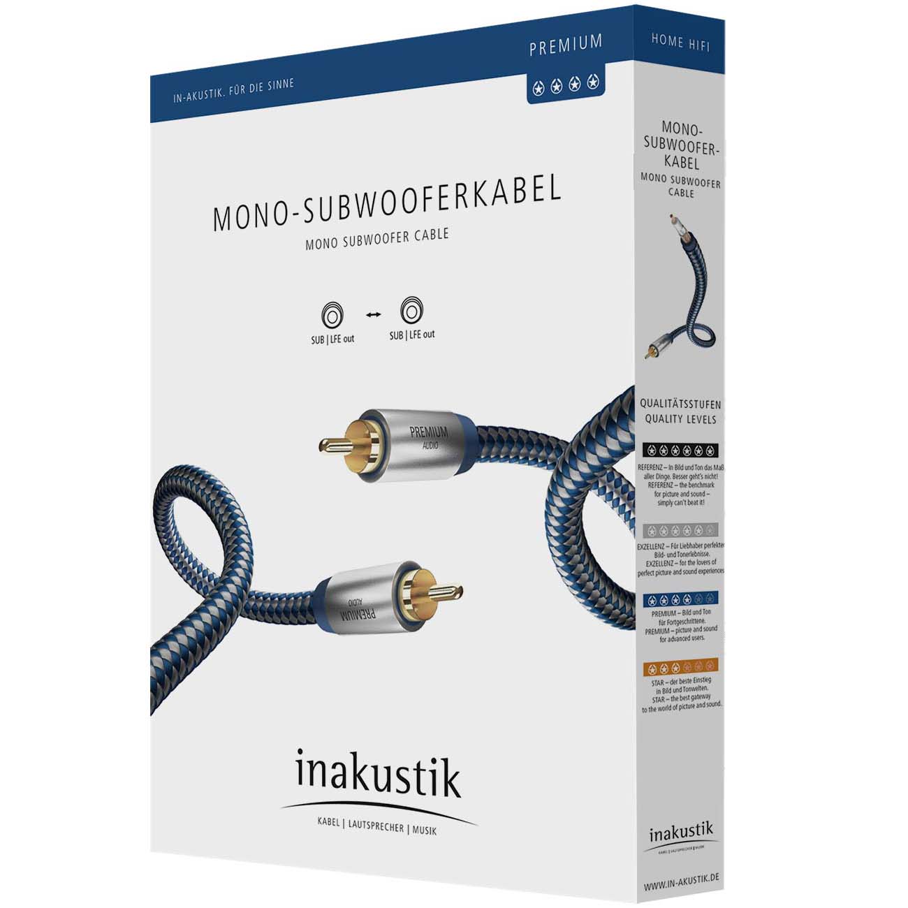 Кабель аналоговый аудио (Hi-Fi) Inakustik Premium Mono Sub Cable 3м (00408031)