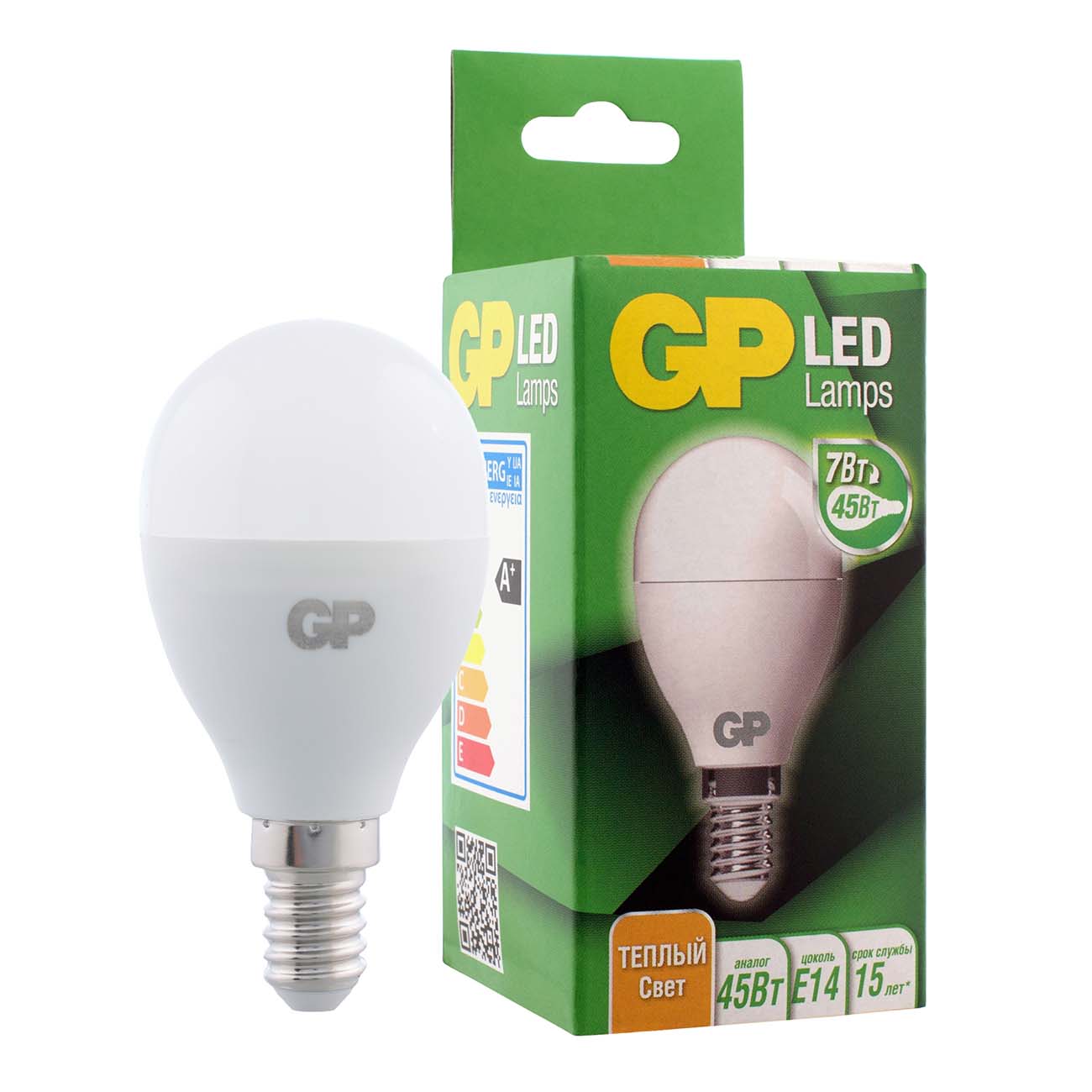 Лампа LED GP LEDG45-7WE14-27K-2CRB1