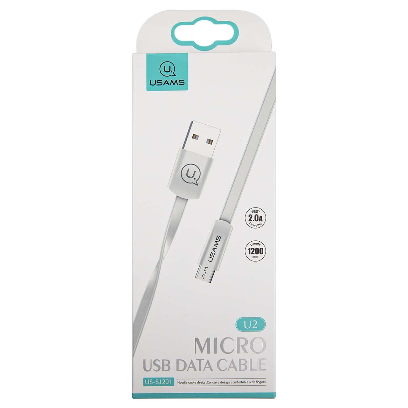 Кабель для смартфона Usams U2 USB-A/microUSB, Slim, White (УТ000019986) фото