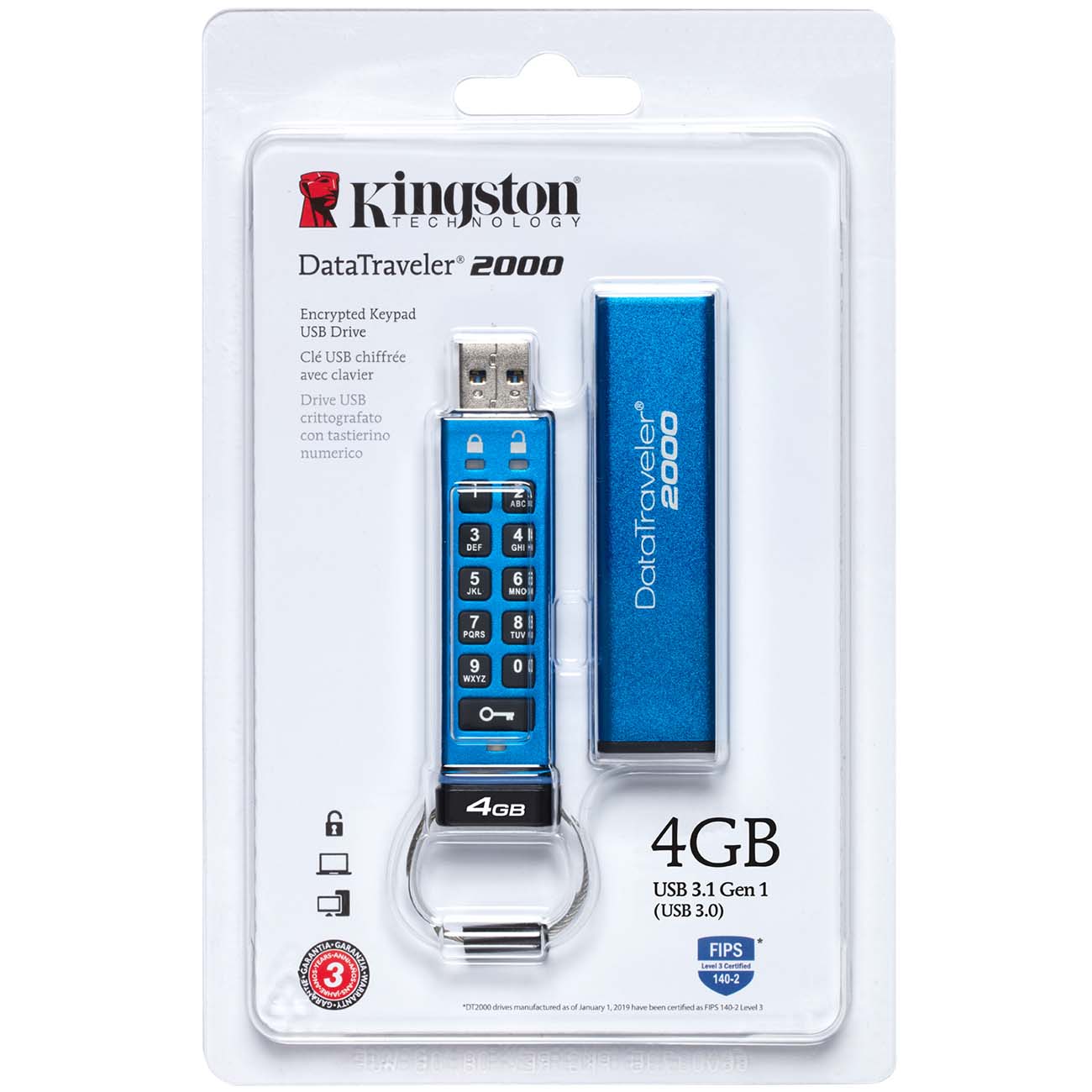 Флеш-диск Kingston DT2000 KeyPad Encrypted USB (DT2000/4GB)