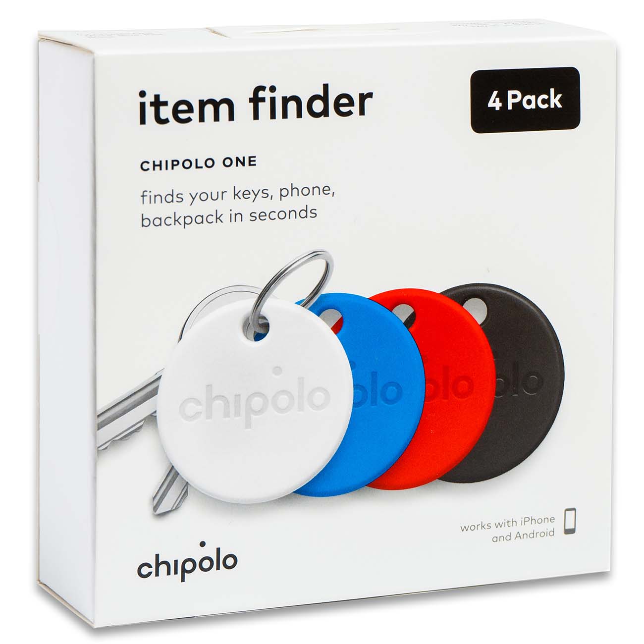 Комплект умных брелков Chipolo One 4шт. Black/Blue/Red/White (CH-C19M-4COL-R)