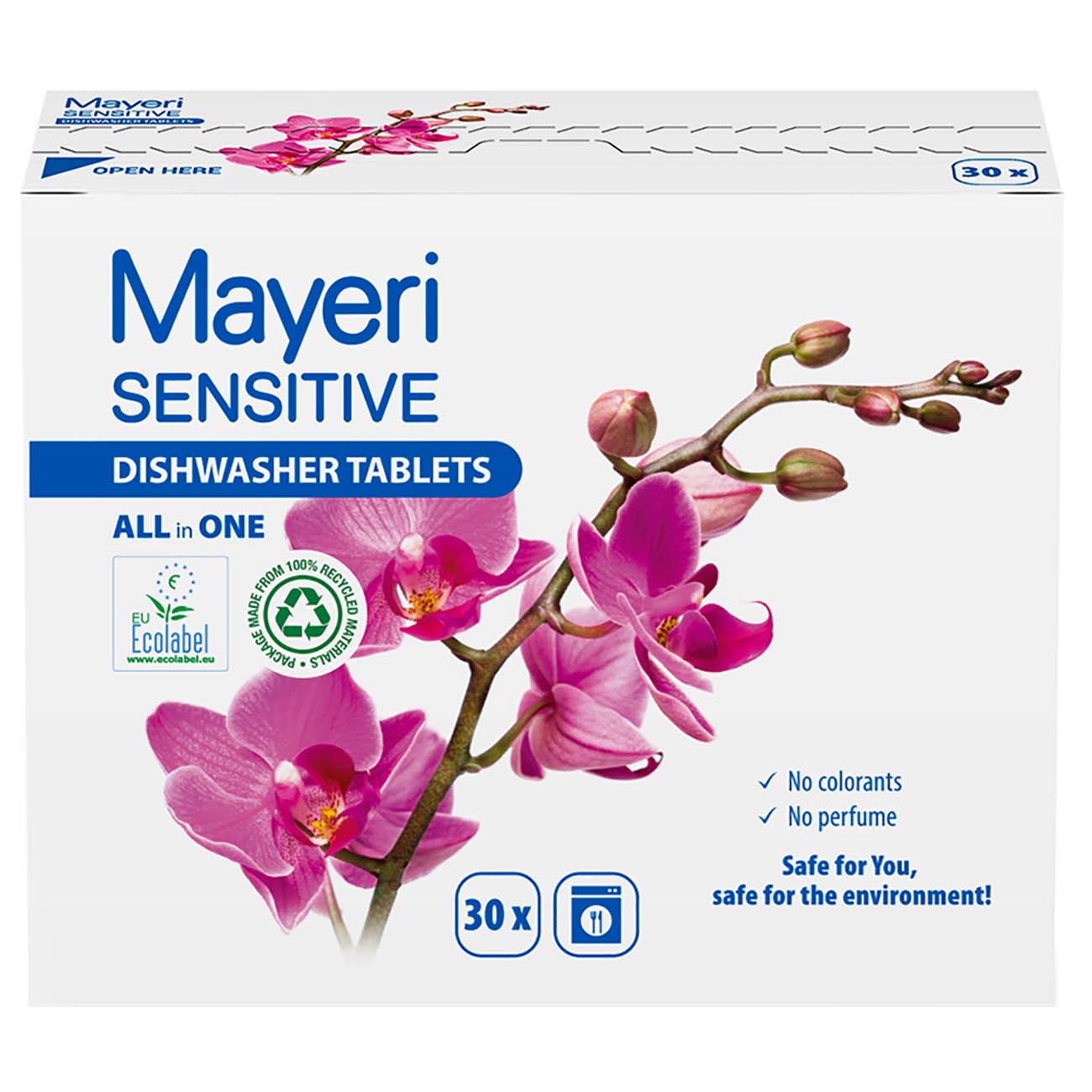 Таблетки для посудомоечной машины Mayeri Sensitive Эко All-In-One 30 шт