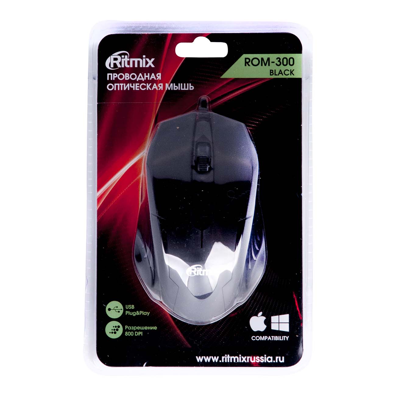 Мышь проводная Ritmix ROM-300 черный