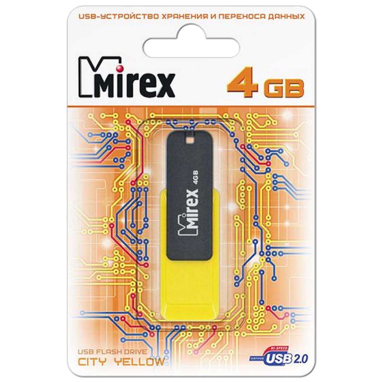 Флеш-диск Mirex 4GB City Yellow (13600-FMUCYL04)